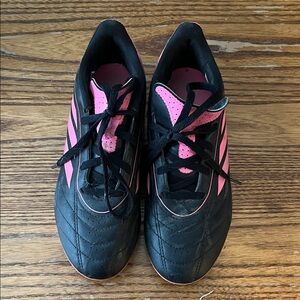 Adidas Black and Pink Soccer Cleats 4Y
